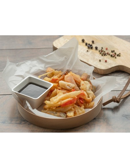 Caja madera redonda papel 12cm con tapa | Catering | Effimer