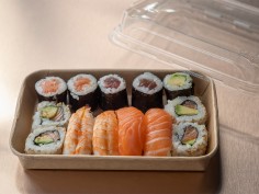 Bandeja de sushi kraft 18cm con tapa | Effimer 2