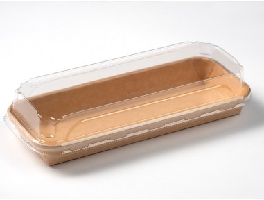 Bandeja de sushi kraft alargada 22cm | Effimer