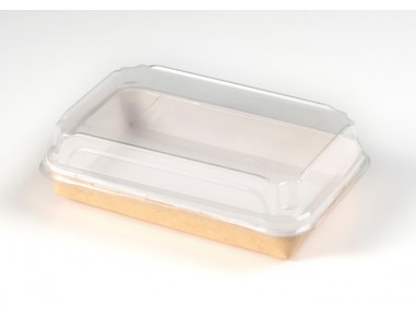 Bandeja de sushi kraft 18cm con tapa | Effimer