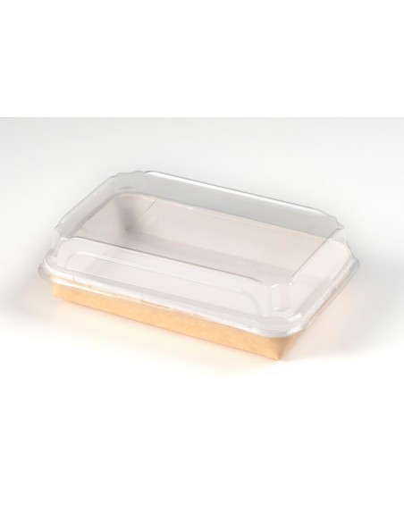 Bandeja de sushi kraft 18cm con tapa | Effimer