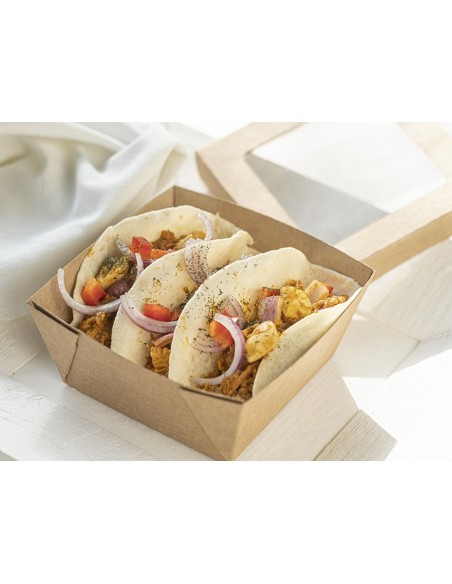Bandeja kraft con tapa 130x130x50mm 550ml | Effimer