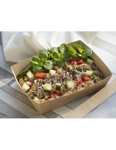 Bandeja kraft con tapa ventana PET 180x130mm | Effimer