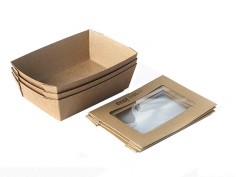 Bandeja kraft con tapa ventana PET 180x130mm | Effimer 2