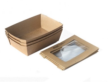 Bandeja kraft con tapa ventana PET 180x130mm | Effimer