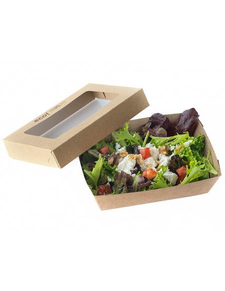 Bandeja kraft con tapa ventana PET 180x130mm | Effimer