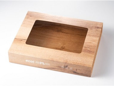Bandeja cartón ventana efecto madera 35x29cm | Effimer