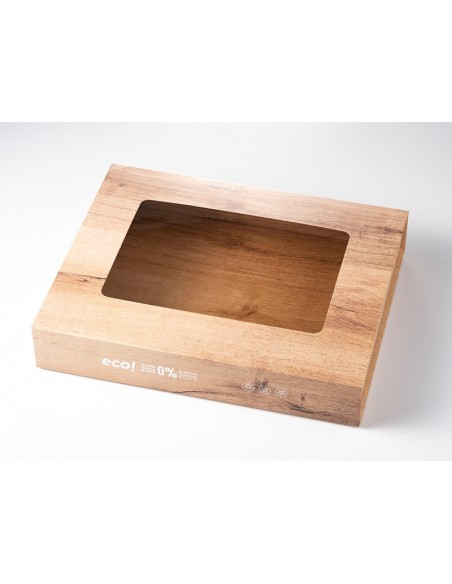 Bandeja cartón ventana efecto madera 35x29cm | Effimer