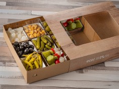 Bandeja cartón ventana efecto madera 35x29cm | Effimer 2