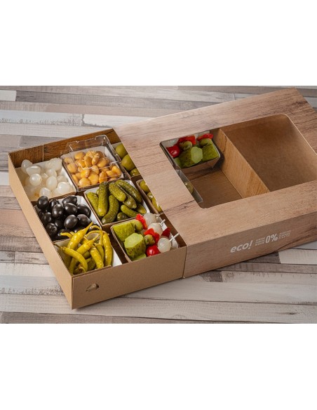 Bandeja cartón ventana efecto madera 35x29cm | Effimer