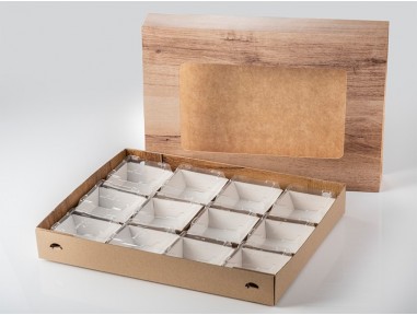 Bandeja cartón ventana efecto madera 35x29cm | Effimer