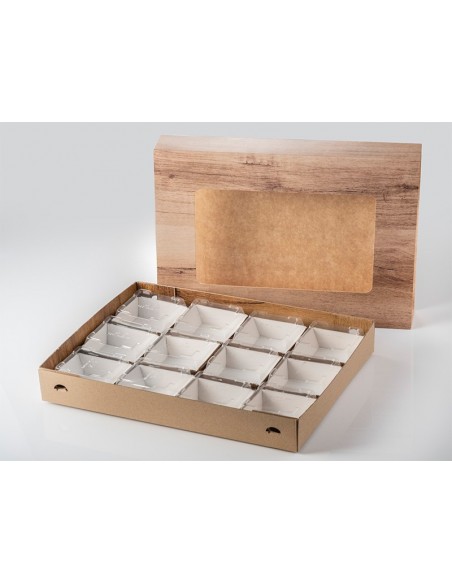 Bandeja cartón ventana efecto madera 35x29cm | Effimer