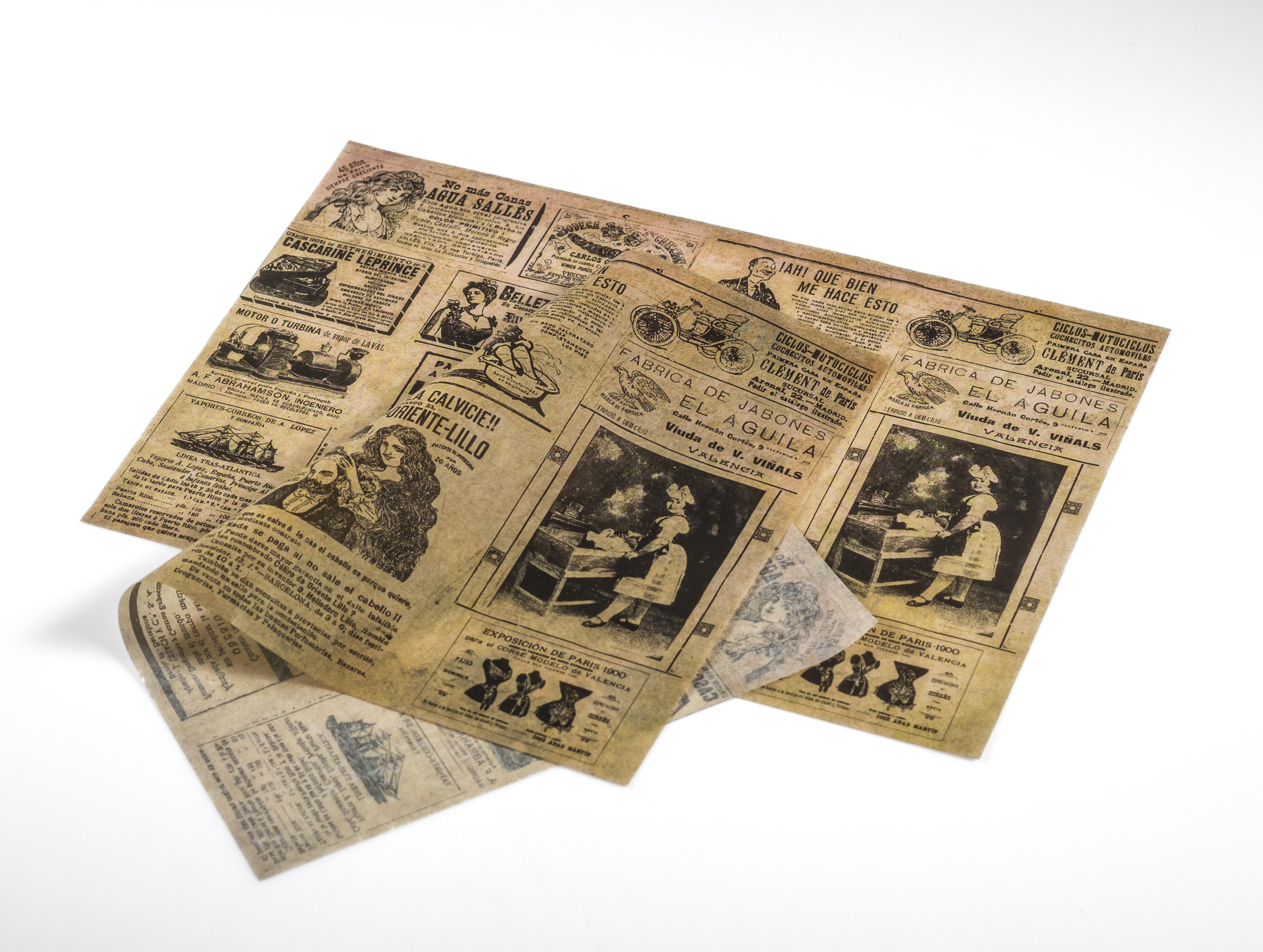 ojas de papel antigrasa kraft con diseño vintage de periódico